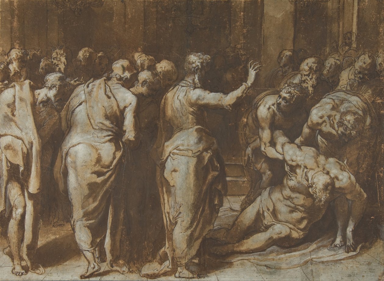 Der heilige Paulus erweckt Eutychus zum Leben, 1529-66 von Taddeo Zuccaro