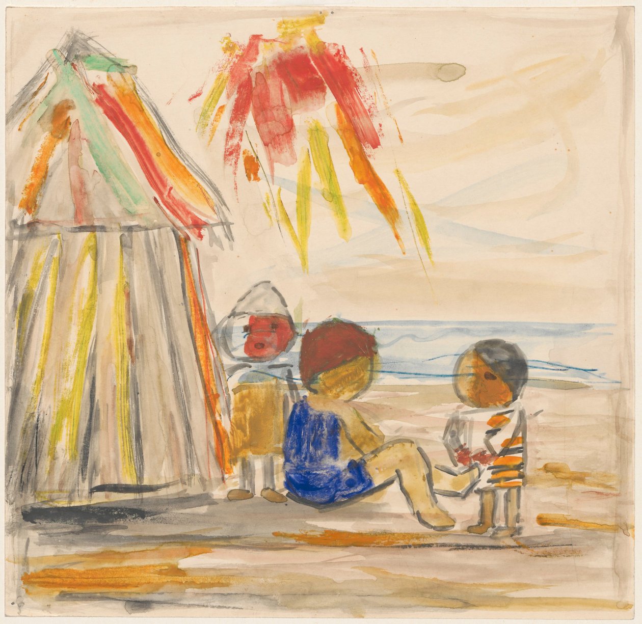 Kinder am Strand von Tadeusz Makowski