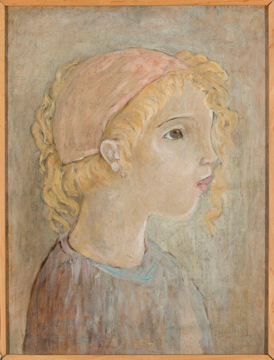 Kopf eines Mädchens in rosa Kapuze von Tadeusz Makowski