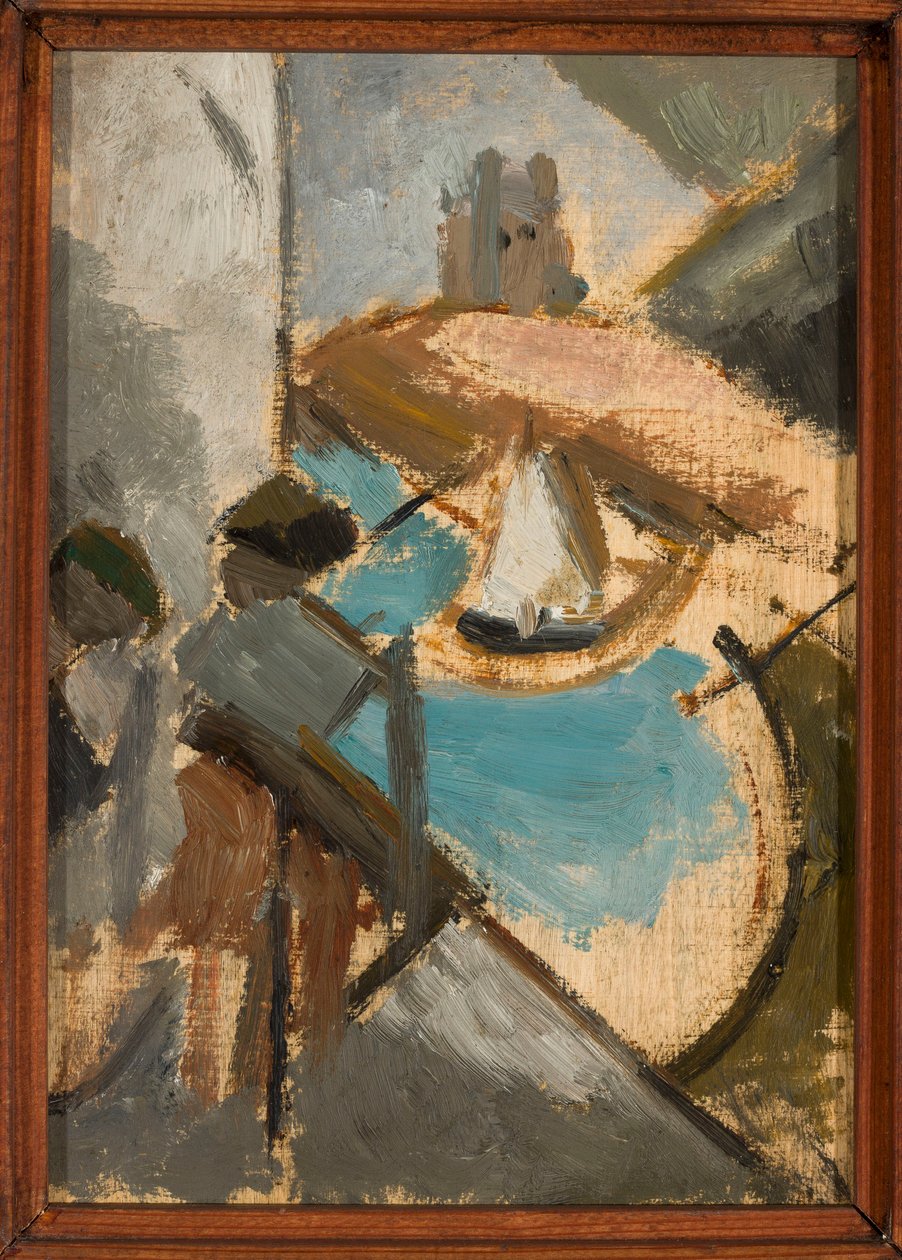Landschaft mit Segelboot von Tadeusz Makowski