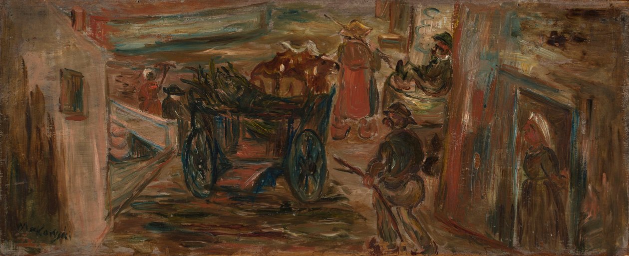Genreszene mit Wagen von Tadeusz Makowski