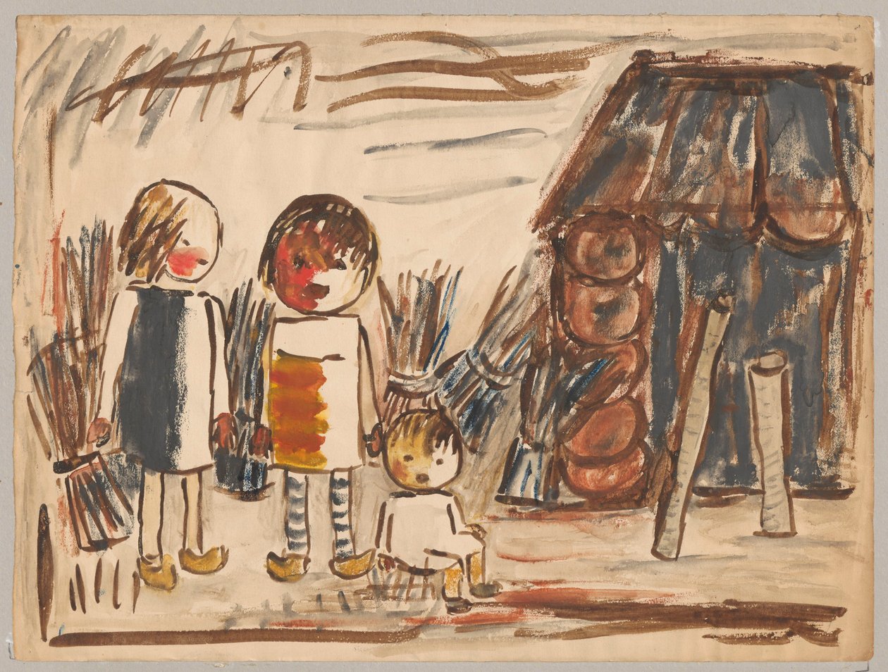 Drei Kinder mit Garben von Tadeusz Makowski