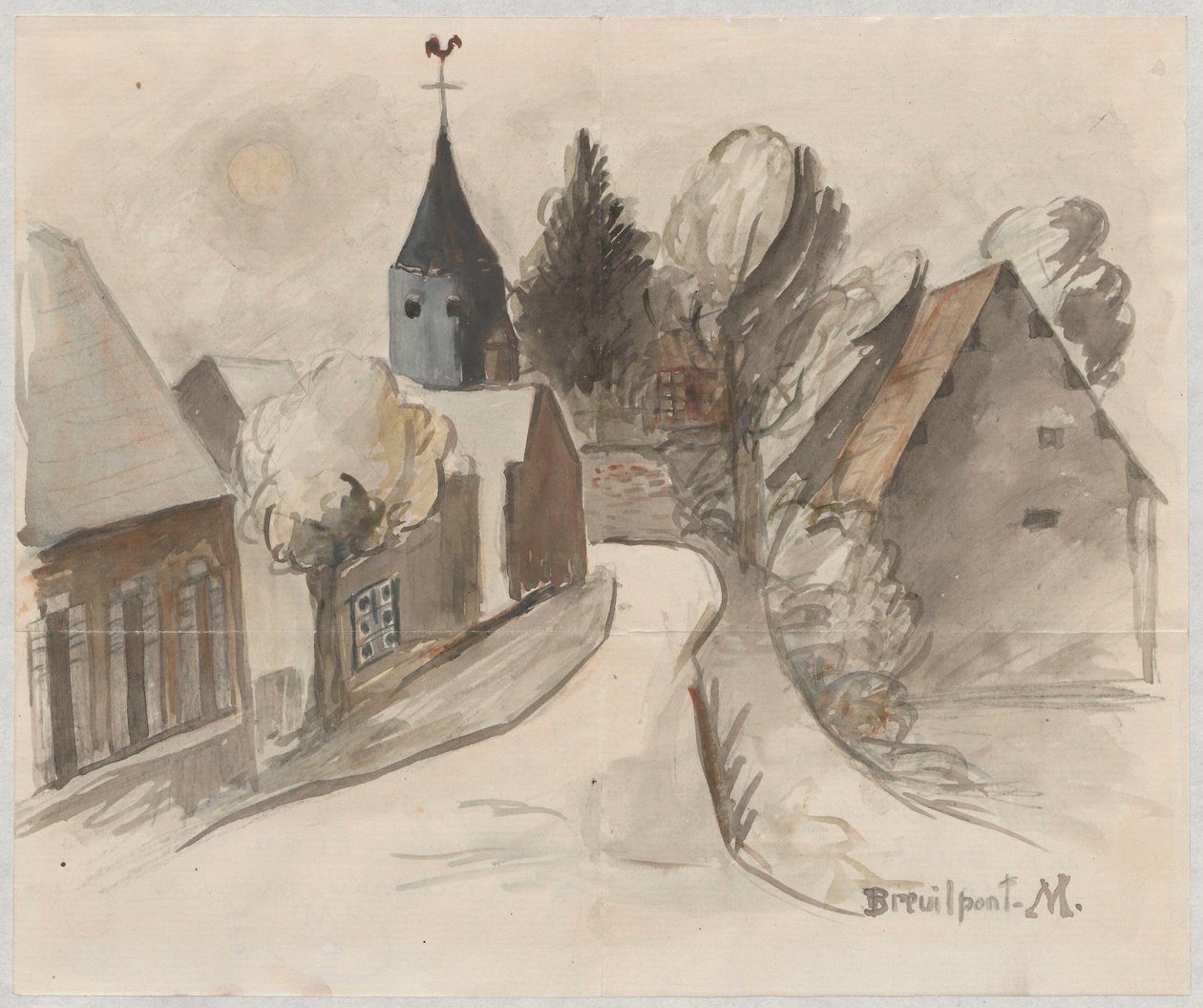 Ansicht eines Dorfes mit Turm von Tadeusz Makowski