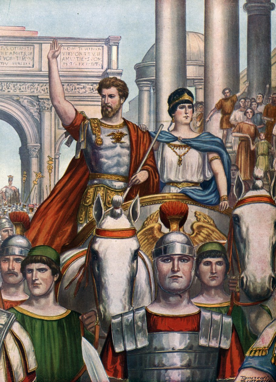 Römische Antike: Kaiser Septimius Severus und seine Frau Julia Domna kehren 193 n. Chr. nach Rom zurück von Tancredi Scarpelli