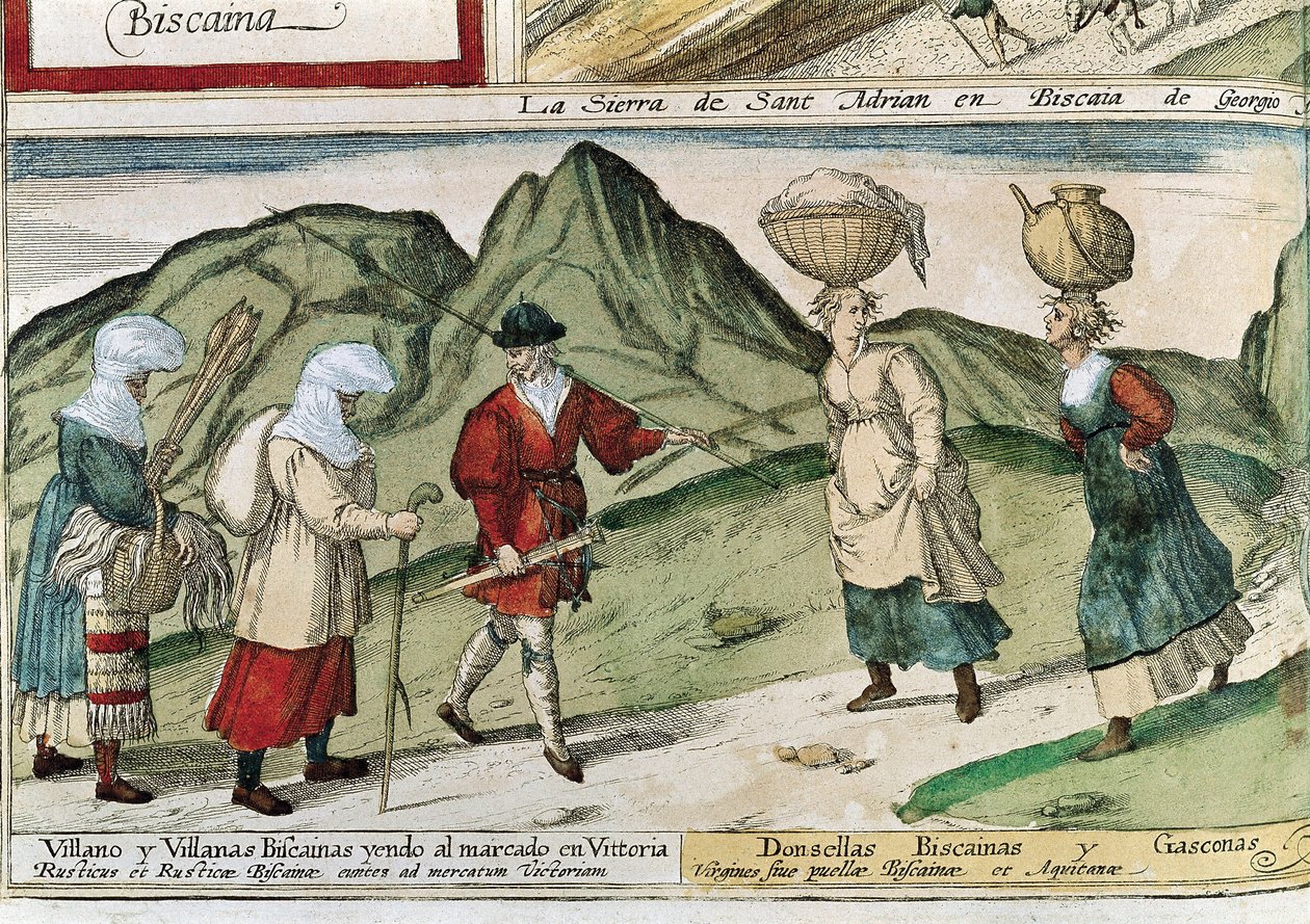 Baskische Bauern. Gravur von Franz Hogenberg