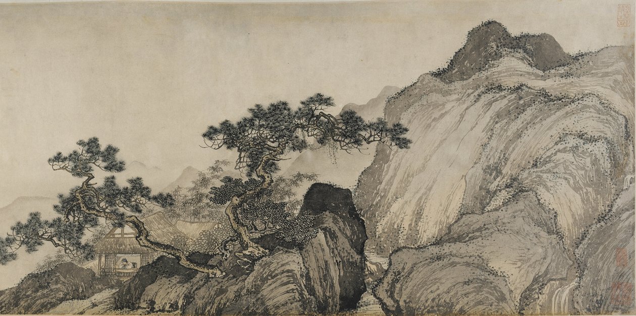 Die strohgedeckte Hütte des Träumens von einem Unsterblichen, Ming-Dynastie (Tinte und Farbe auf Papier) von Yin Tang