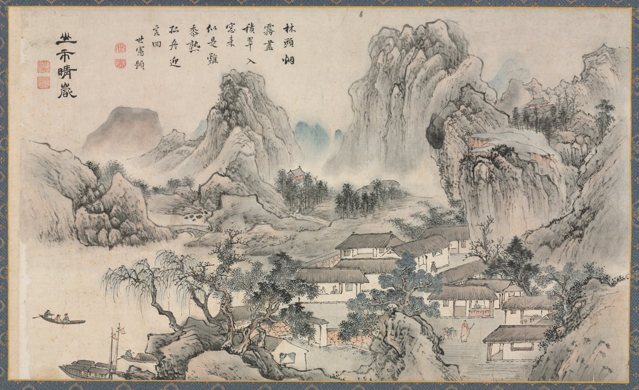 Eine der acht Ansichten der Xiao- und Xiang-Flüsse, 1788 von Tani Bunch