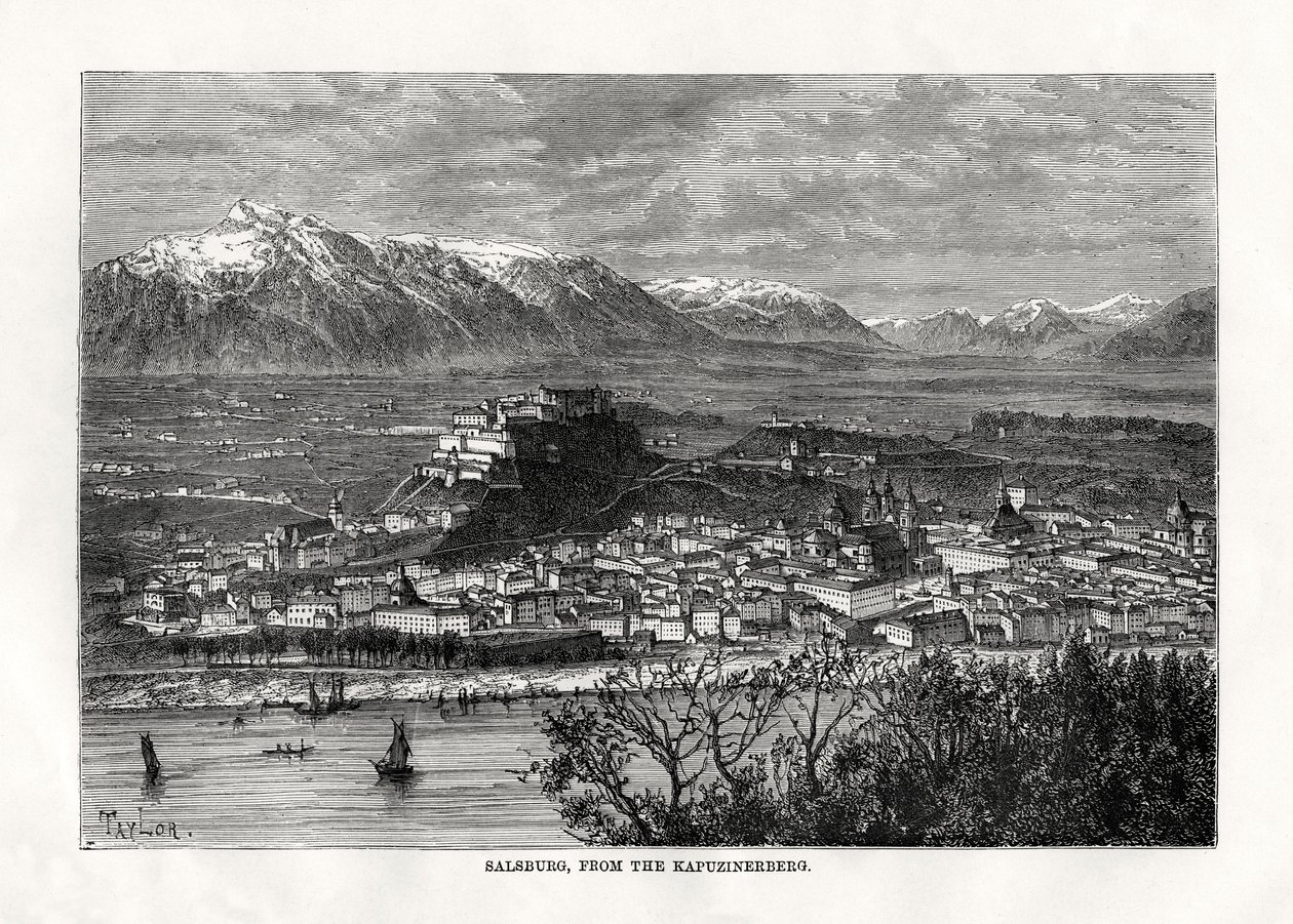 Salzburg, vom Kapuzinerberg, Österreich, 19. Jahrhundert von Taylor