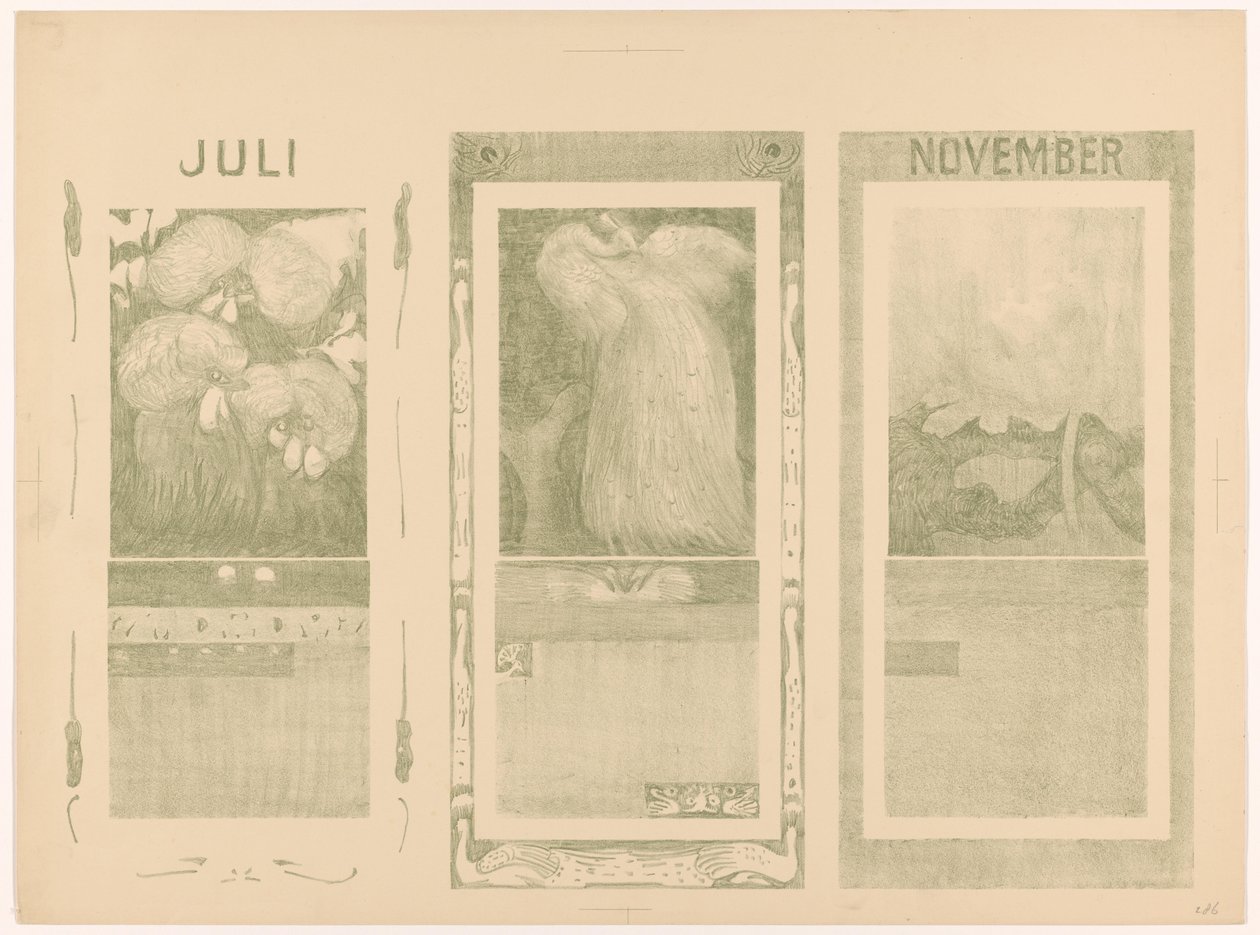 Kalender für Juli, August und November 1910 von Theo van Hoytema