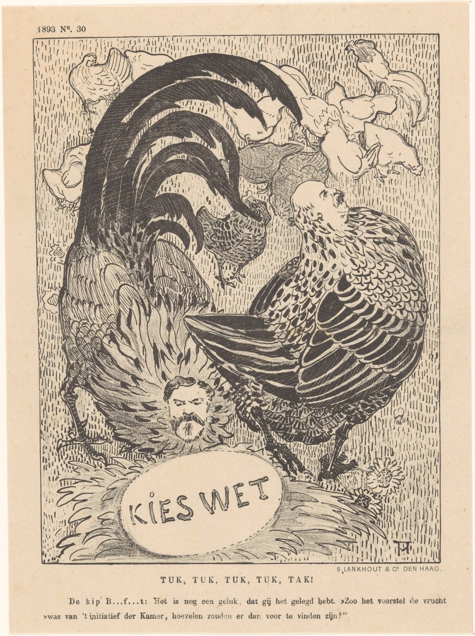 Karikatur mit Politikern als Hühner von Theo van Hoytema