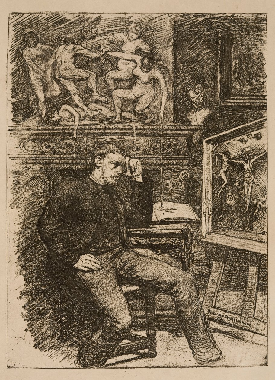 Frontispiz für die Novelle „Contes de minuit“ von Émile Verhaeren von Théo van Rysselberghe