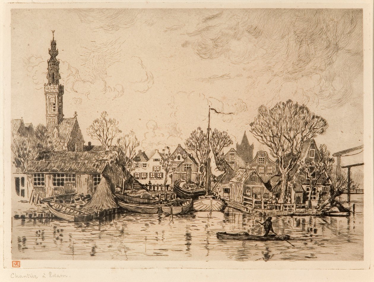 Schiffswerft in Edam (Niederlande) von Théo van Rysselberghe