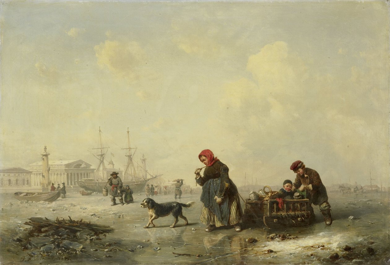 Die Newa in St. Petersburg (Leningrad) im Winter von Theodor Hildebrandt