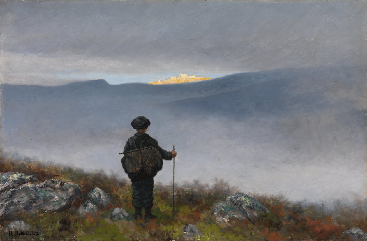 Weit, weit entfernt schimmerte der Soria Moria Palast wie Gold von Theodor Kittelsen