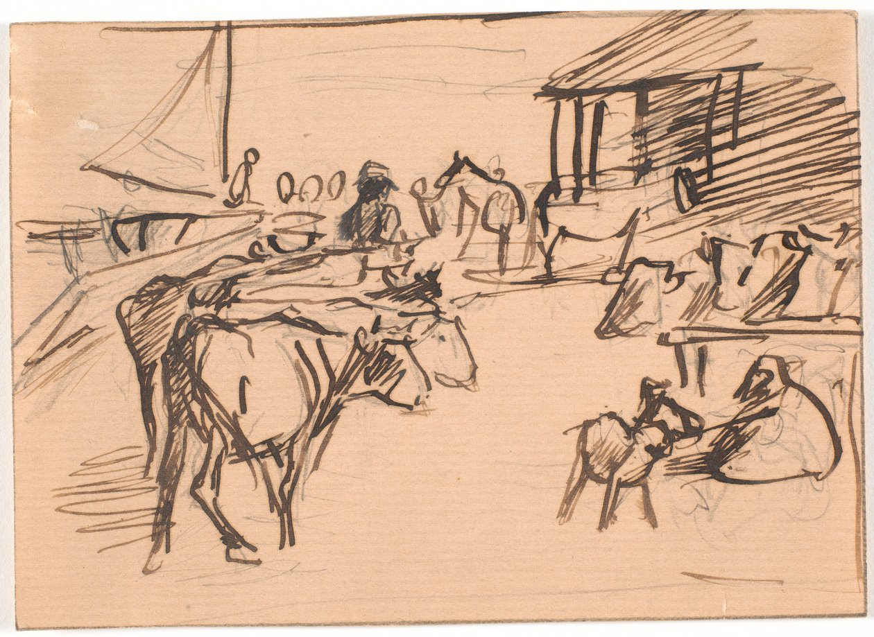 Verladung von Vieh aus dem Hafen von Kastrup von Theodor Philipsen