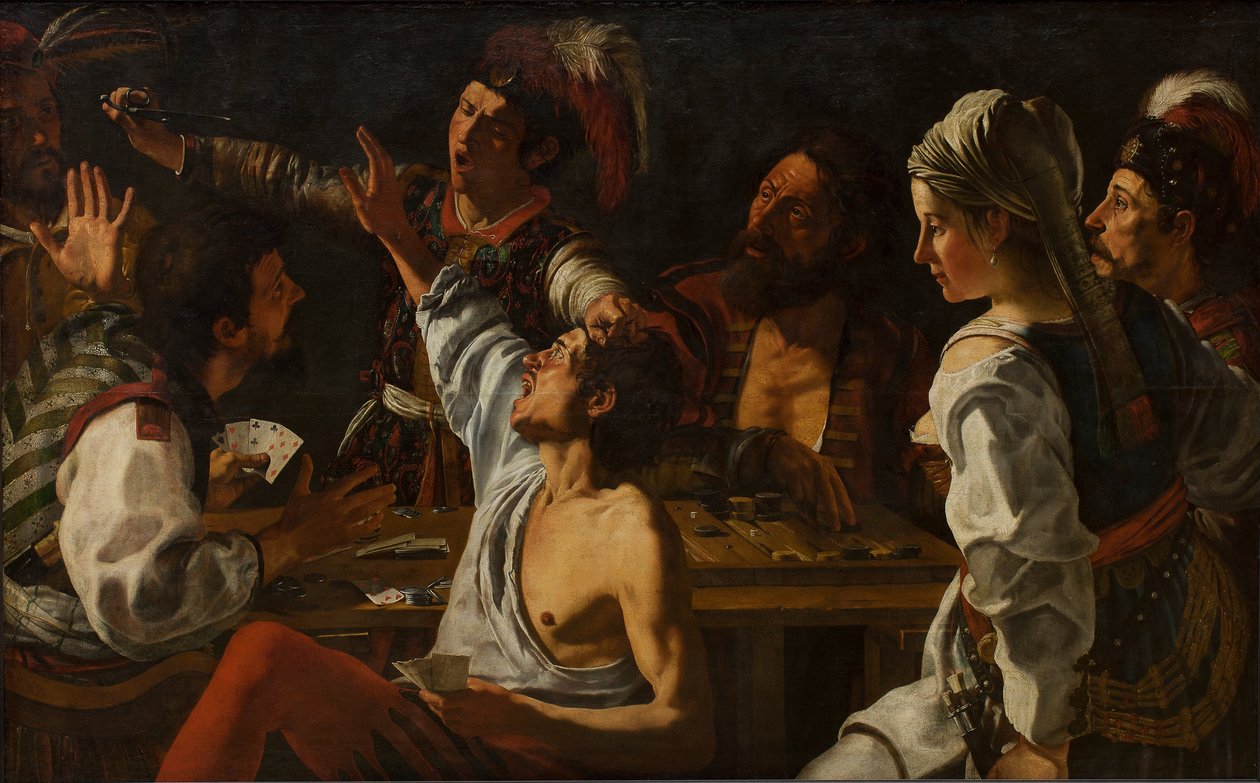 Karten- und Backgammonspieler. Streit über Karten, 1620-1629 von Theodor Rombouts
