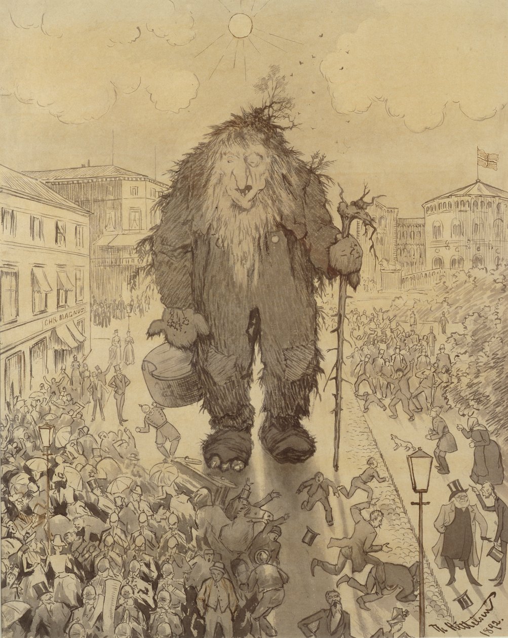 Der große Troll auf Karl Johan von Theodor Severin Kittelsen