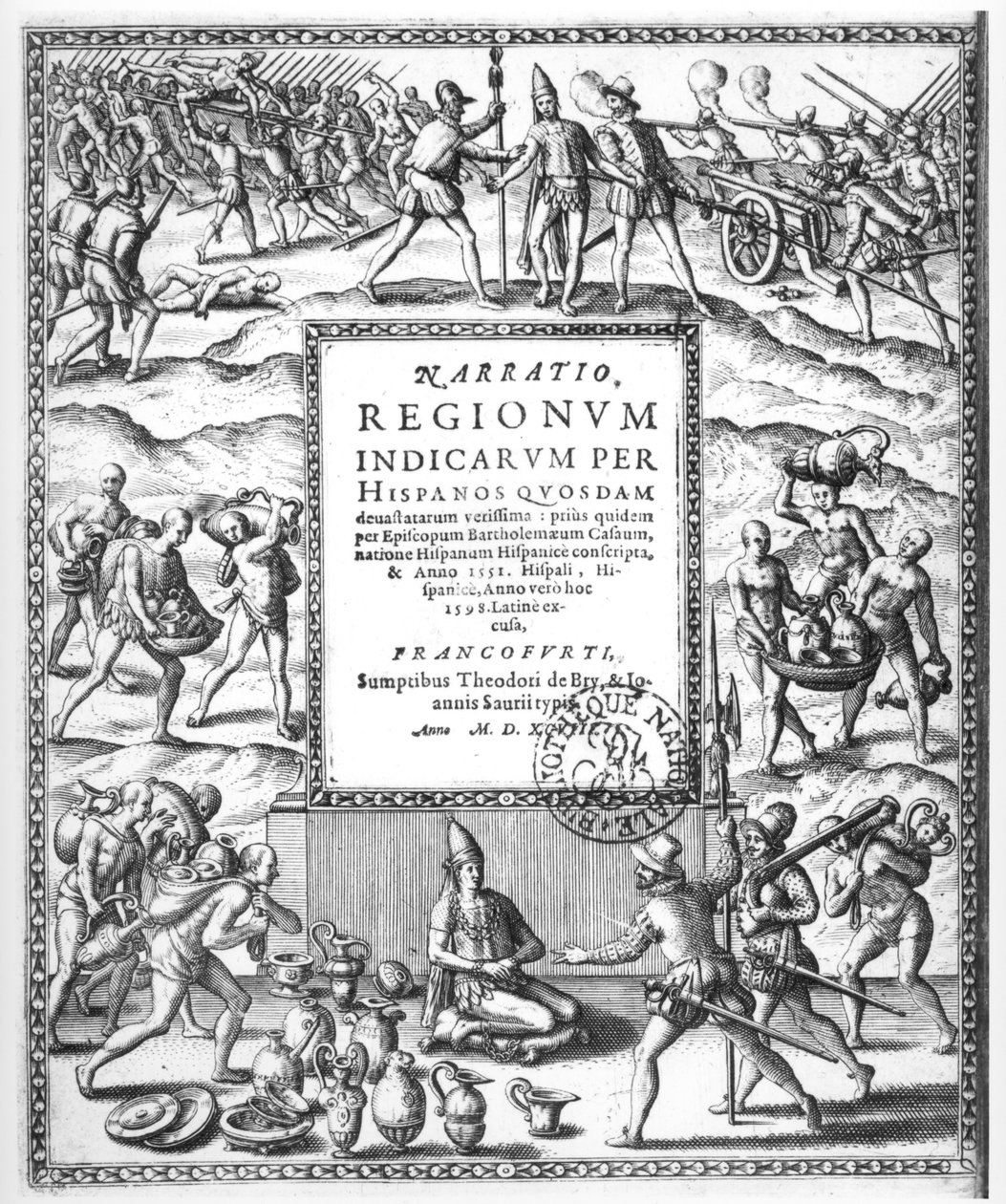 Bartholome de Las Casas (1474-1566) verurteilt die grausame Behandlung der Indianer durch die Konquistadoren, aus 