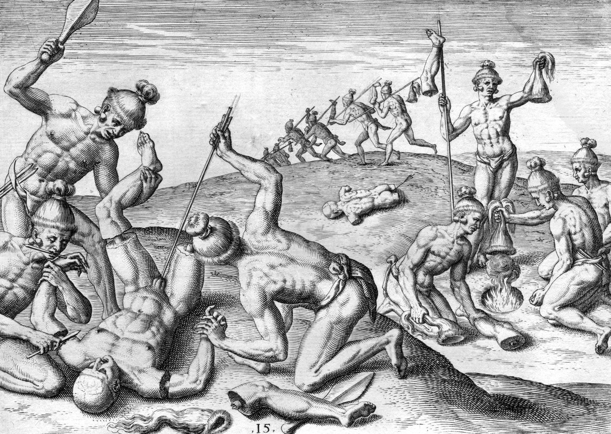 Cruauts der Potanos-Indianer von Theodor de Bry