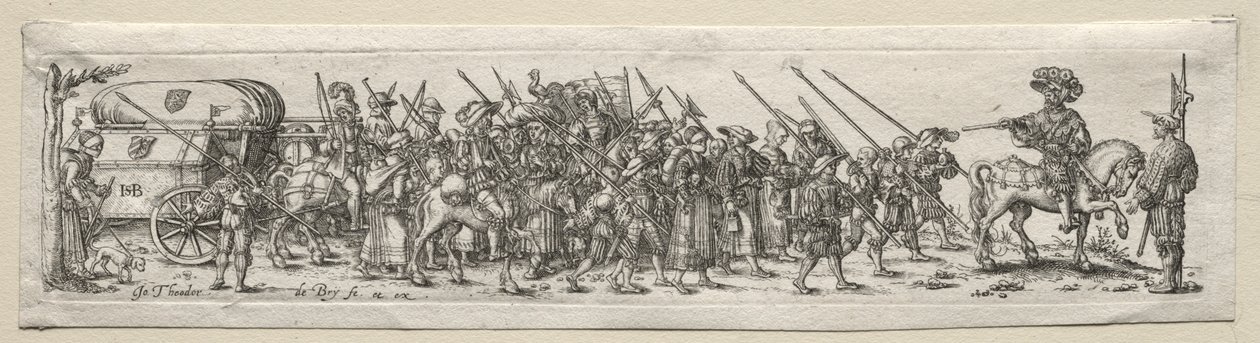 Soldaten auf dem Marsch von Theodor de Bry