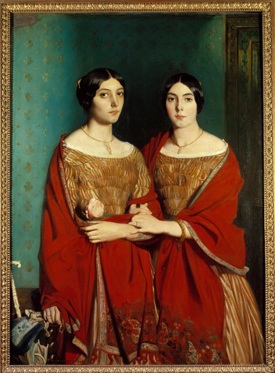Miss Chasseriau, genannt die zwei Schwestern. Porträt von Adele (1810-1869) und Aline (1822-1871), Schwestern des Künstlers. Gemälde von Theodore Chasseriau (1819-1856) von Théodore Chassériau
