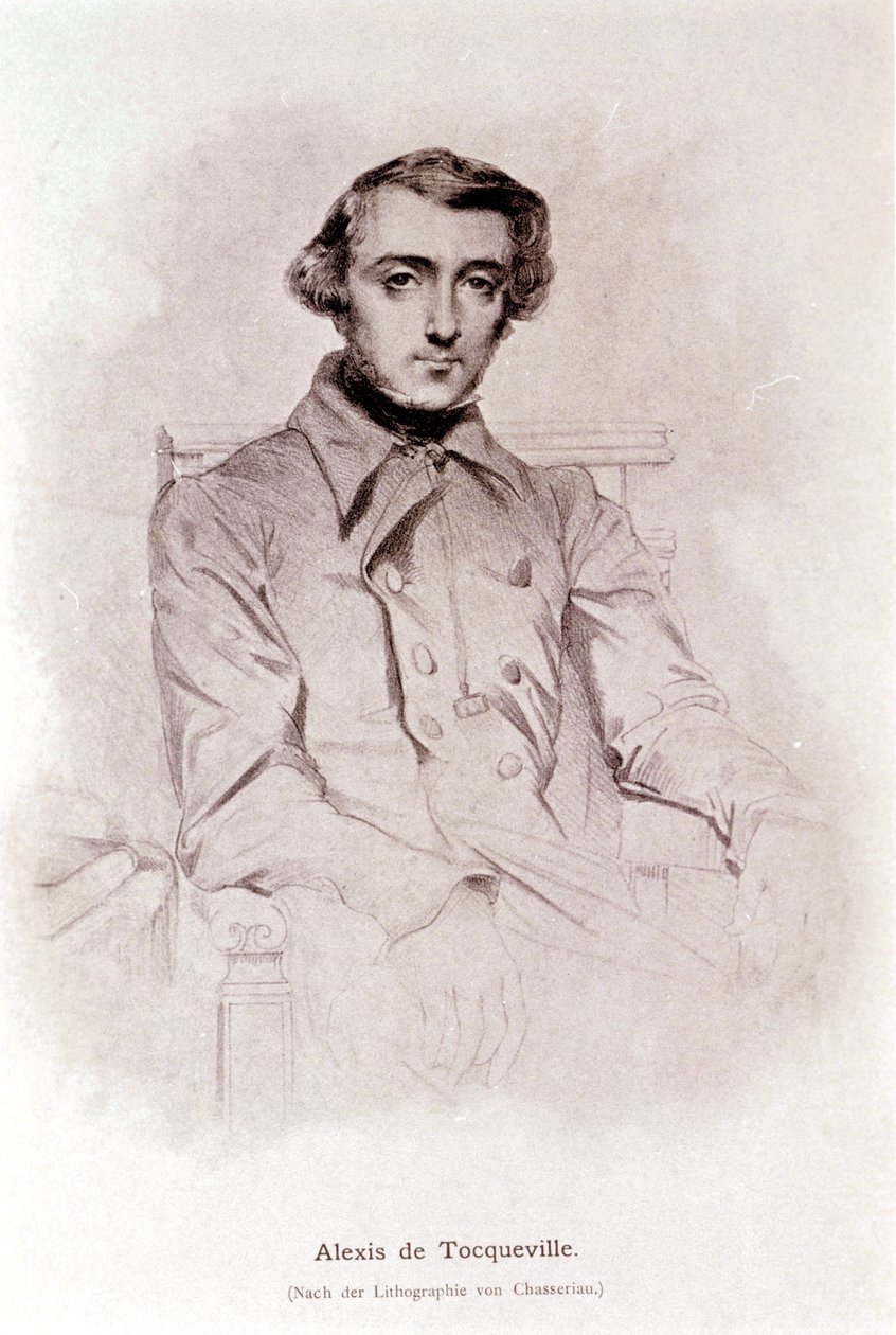 Porträt von Alexis de Tocqueville. Lithographie von Chasseriau. 19. Jahrhundert. von Théodore Chassériau