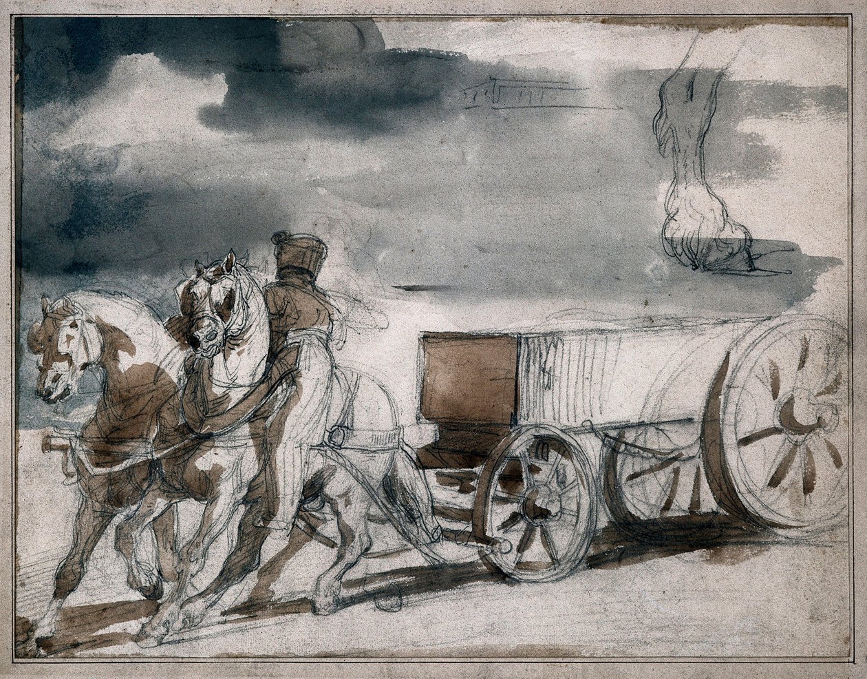 Munitionswagen, gezogen von zwei Pferden von Theodore Gericault