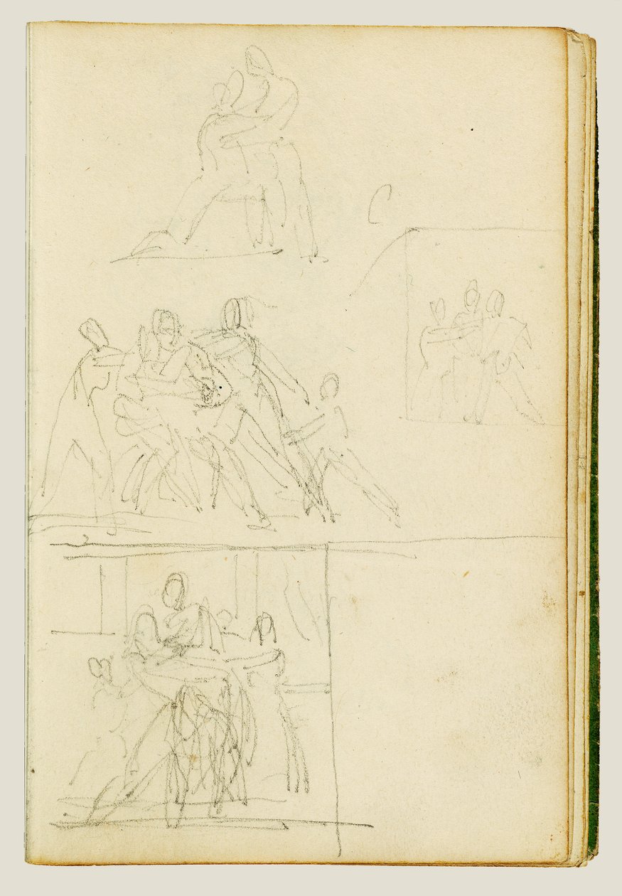 Vier Kompositionsstudien für eine Gruppe von Figuren von Theodore Gericault
