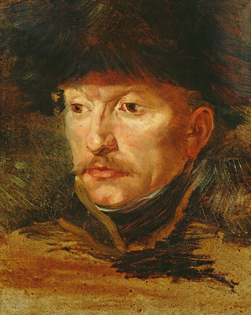 Kopf eines Reiters (Porträt von Leutnant Dieudonne), um 1812 von Theodore Gericault