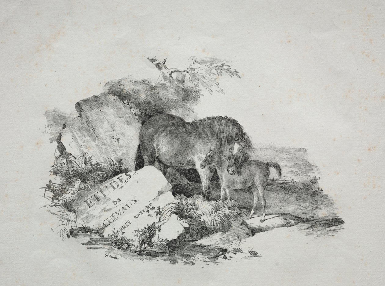 Die Stute und ihr Fohlen von Theodore Gericault: Kunstdruck