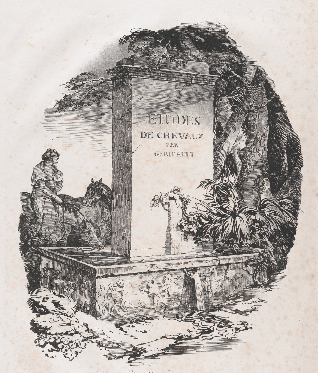 Tränke, Titelseite von Studien von Pferden Etudes de Chevaux von Theodore Gericault