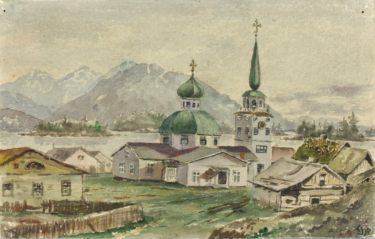 Rückansicht der griechischen Kirche, Sitka von Theodore J. Richardson