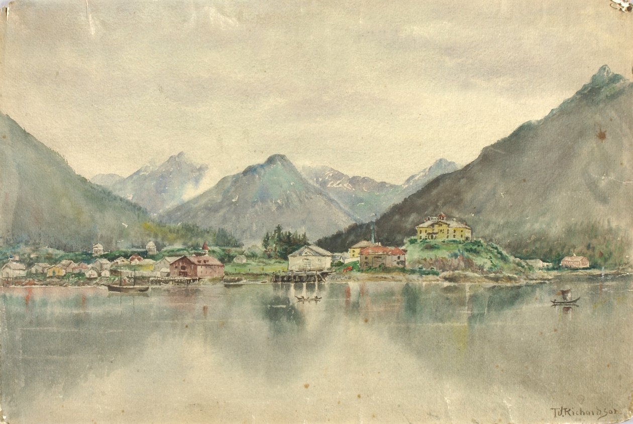 Sitka von den Inseln, zeigt das russische Schloss, 1888 von Theodore J. Richardson