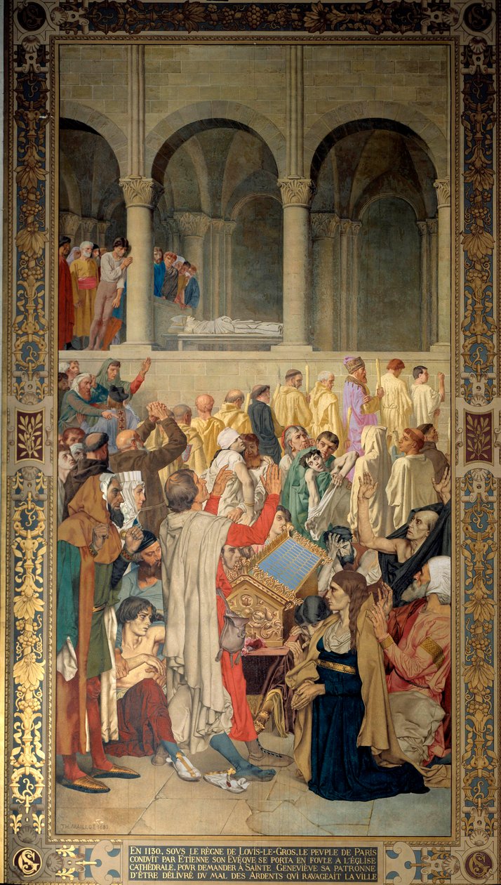 König Ludwig VI. der Dicke und das Volk von Paris bitten die heilige Genoveva um Schutz vor dem Ergotismus von Theodore Pierre Nicolas Maillot