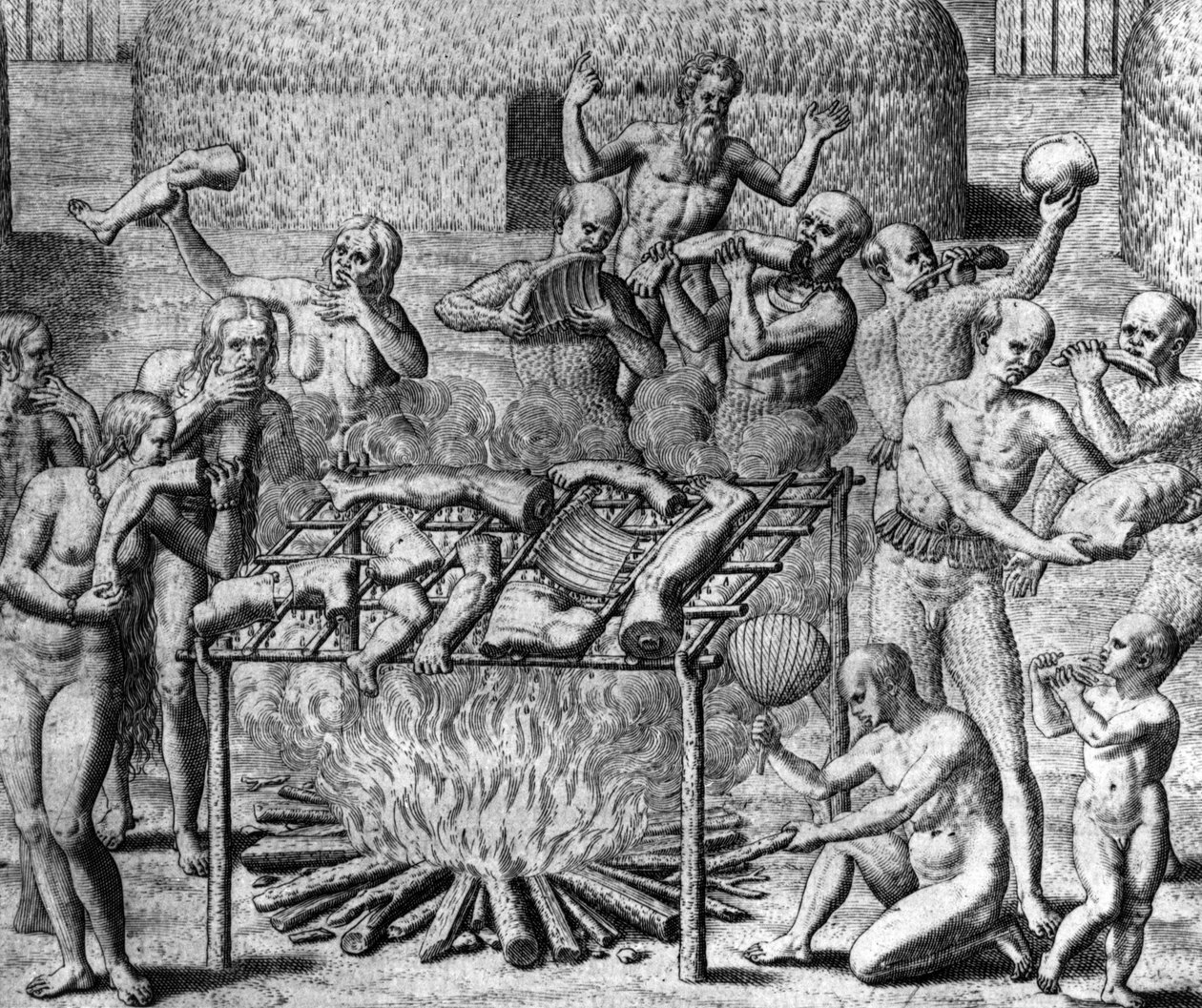 Anthropophage Mahlzeiten: Kannibalen in Brasilien - in „Admirante Narratio Americae“ von Théodore de Bry von Theodore de Bry