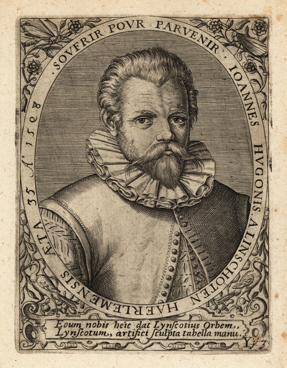 Jan Huyghen van Linschoten, niederländischer protestantischer Kaufmann von Theodore de Bry