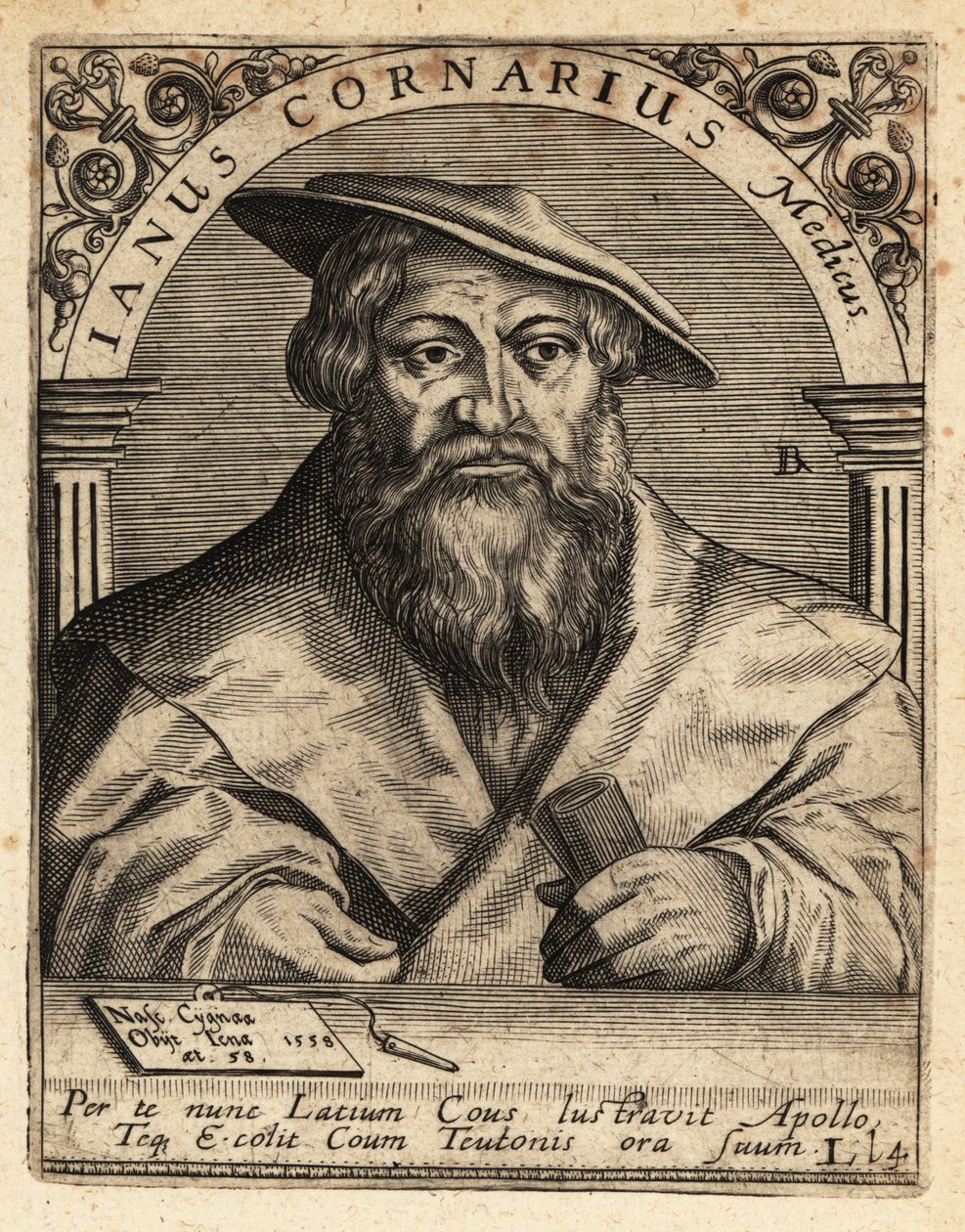 Janus Cornarius, sächsischer Humanist, ca. 1500-1558 von Theodore de Bry