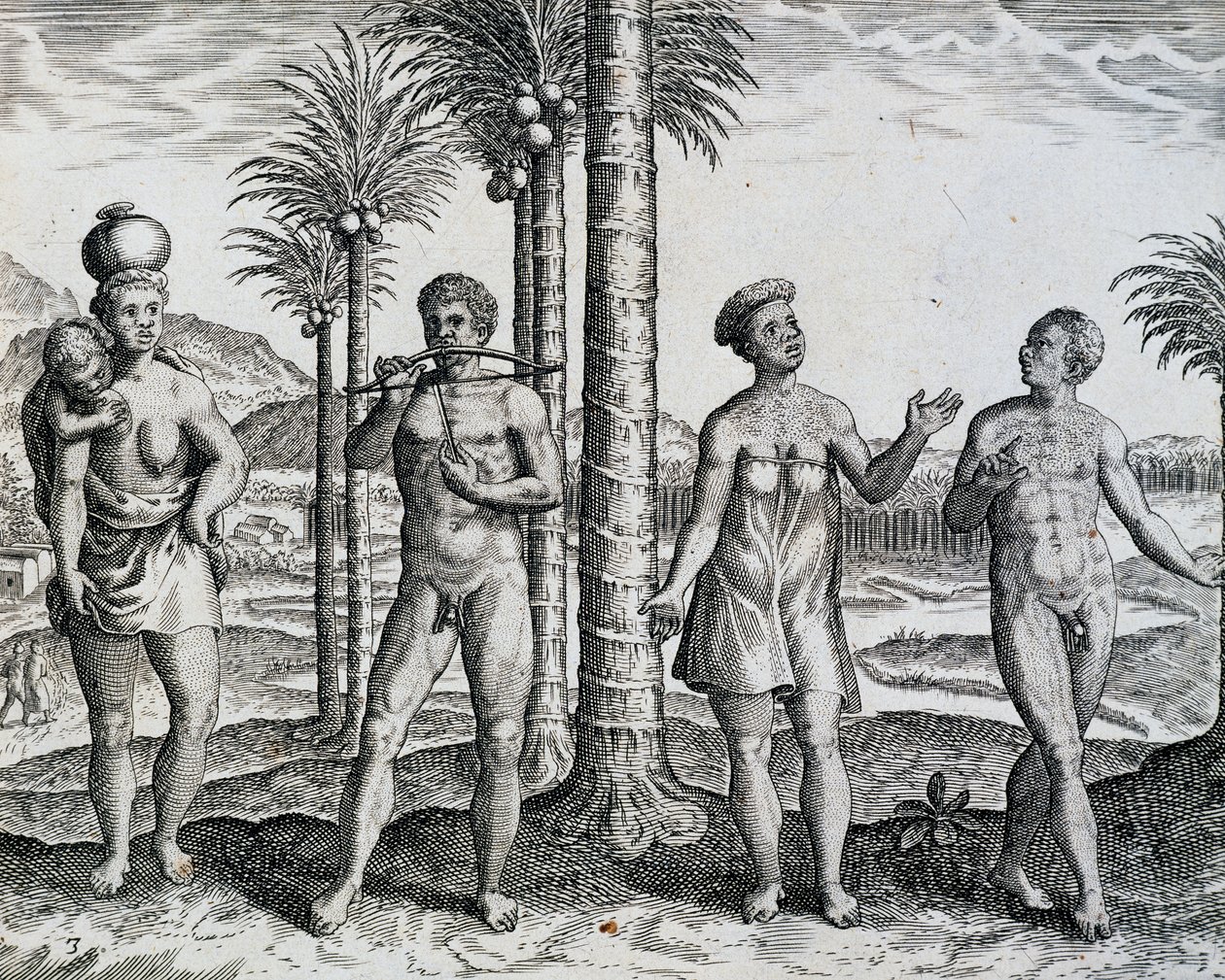 Eingeborene Äthiopiens, aus dem Werk India Orientalis, Gravur von Theodor de Bry, Afrika von Theodore de Bry