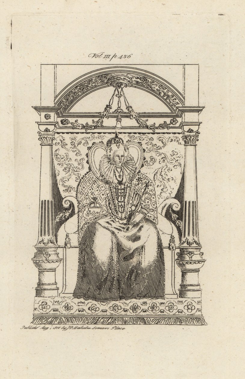Königin Elisabeth I. von England aus einem Buntglasfenster von Theodore de Bry