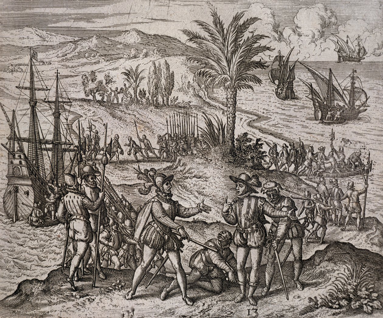 Die Verhaftung von Christoph und Bartholomäus Kolumbus auf Befehl von Francisco de Bobadilla von Theodore de Bry