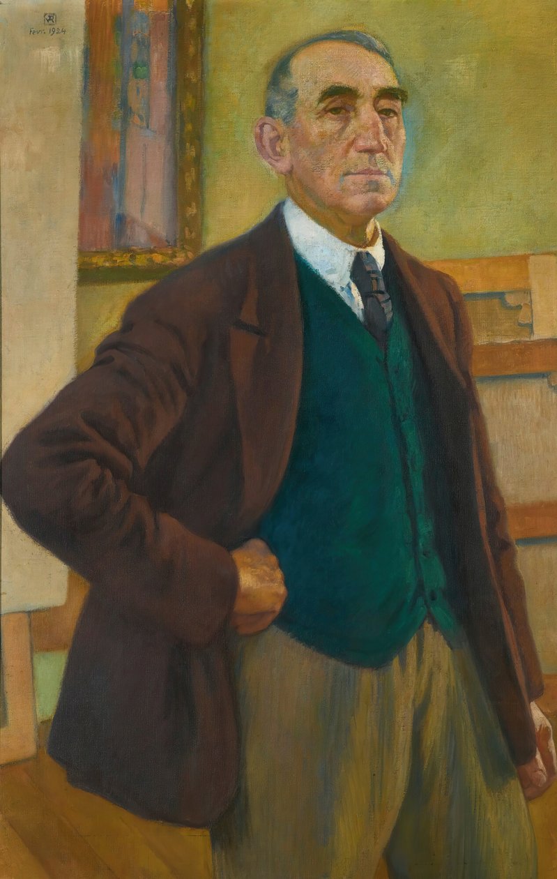 Selbstporträt in einer grünen Weste, 1924 von Théo van Rysselberghe