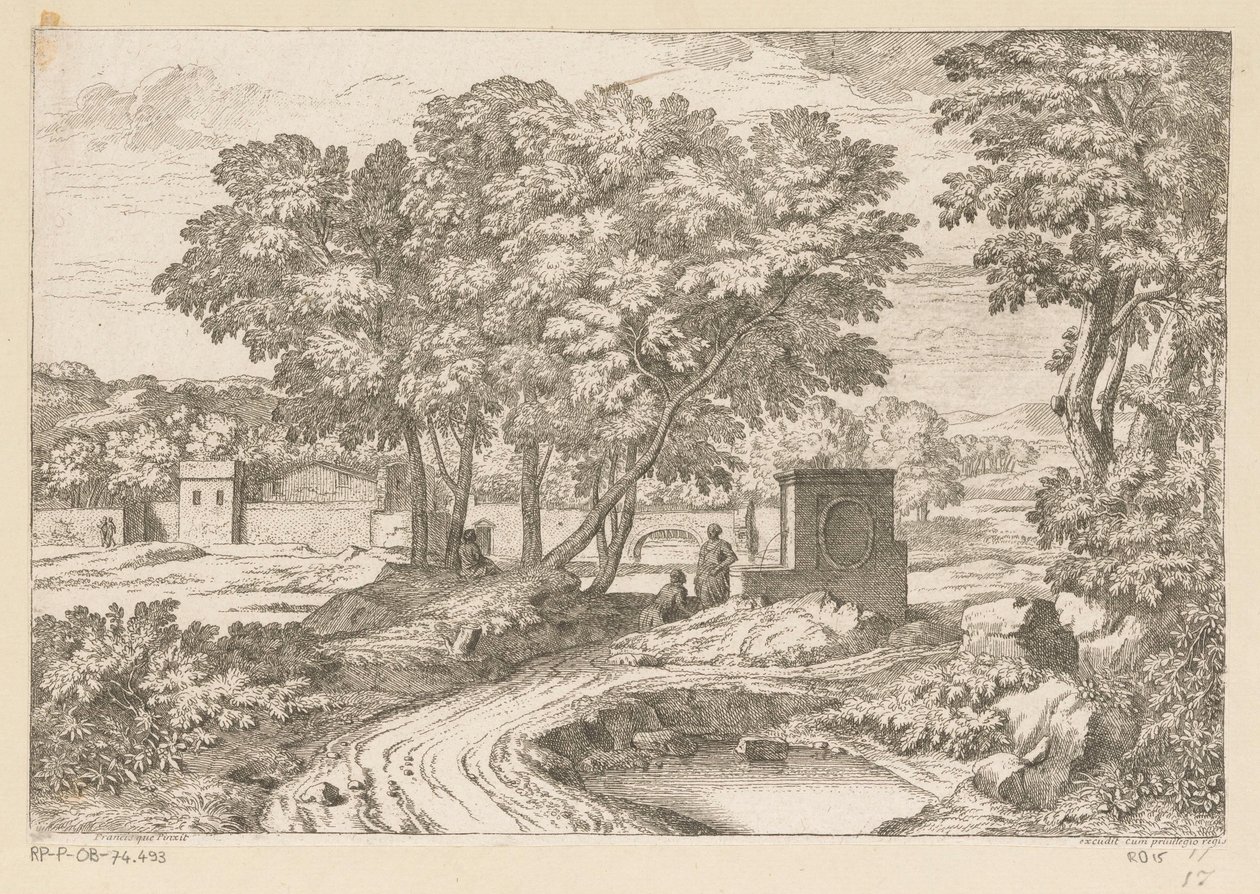 Arkadische Landschaft mit zwei Frauen an einem Brunnen von Théodore