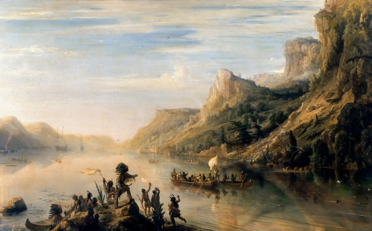 Jacques Cartier entdeckte den Sankt-Lorenz-Strom im Jahr 1535 von Jean Antoine Theodore Gudin