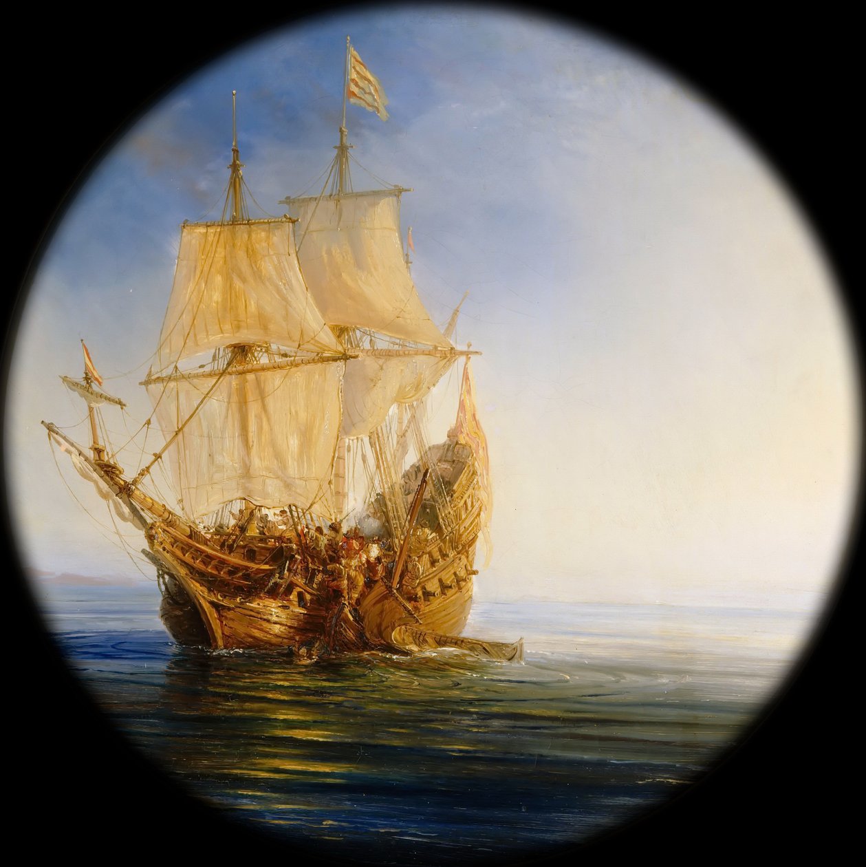 Spanische Galeone, erobert vom Piraten Pierre le Grand nahe der Küste von Hispaniola, 1643 von Jean Antoine Theodore Gudin