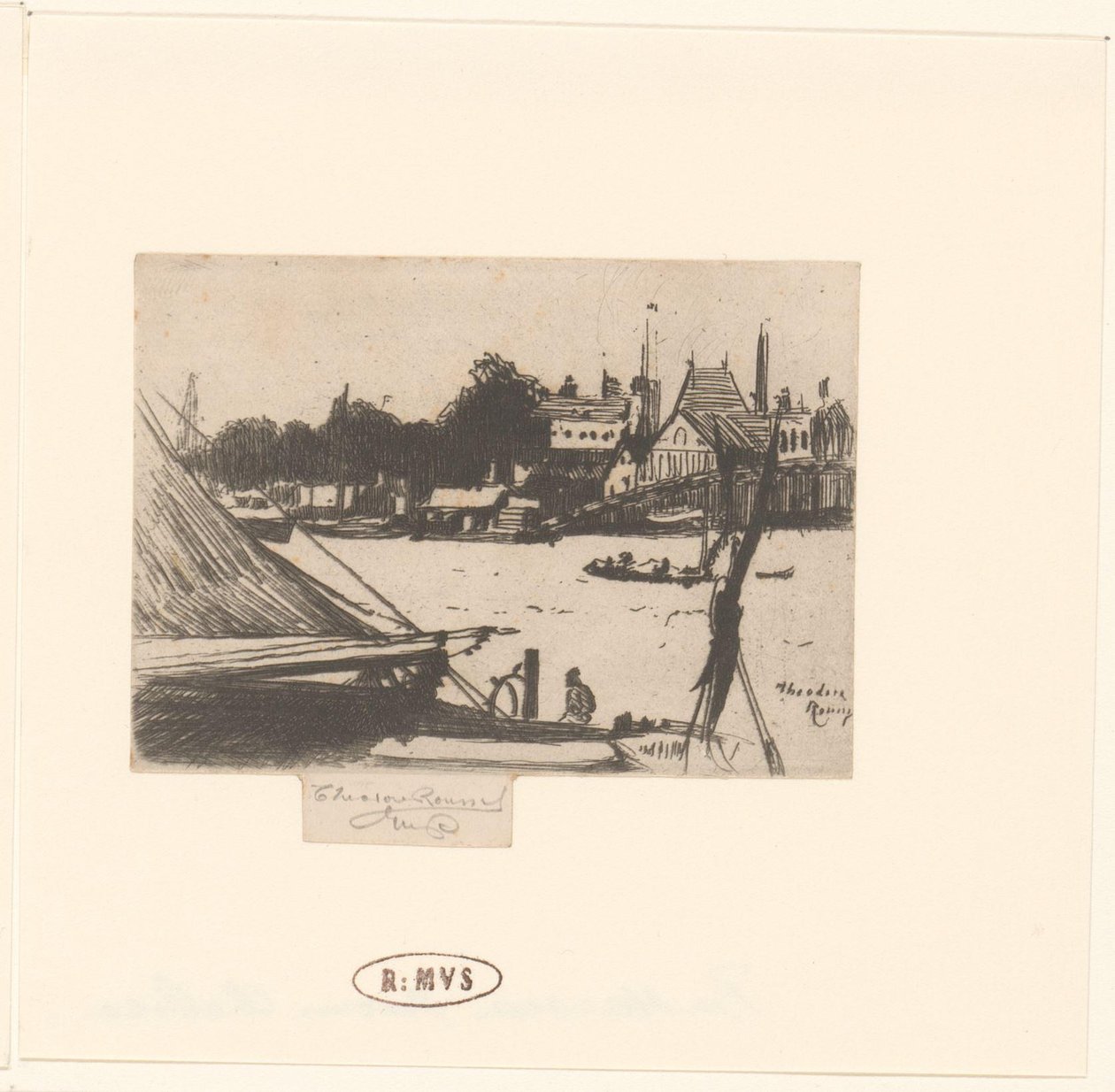 Ansicht des Flusses mit Booten von Théodore Roussel (signed by artist)
