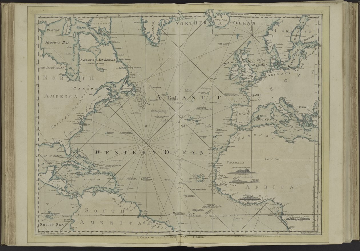 Der Atlantische oder Westliche Ozean aus dem West-India-Atlas, 1775 von Thomas Jefferys