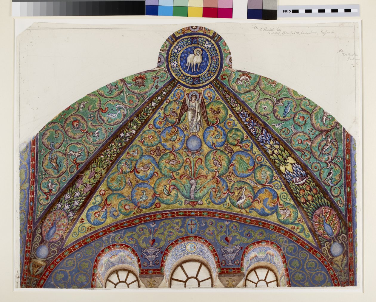 Zeichnung der Mosaiken im Gewölbe des Chors von San Vitale, Ravenna, 1884 von Thomas Matthews Rooke