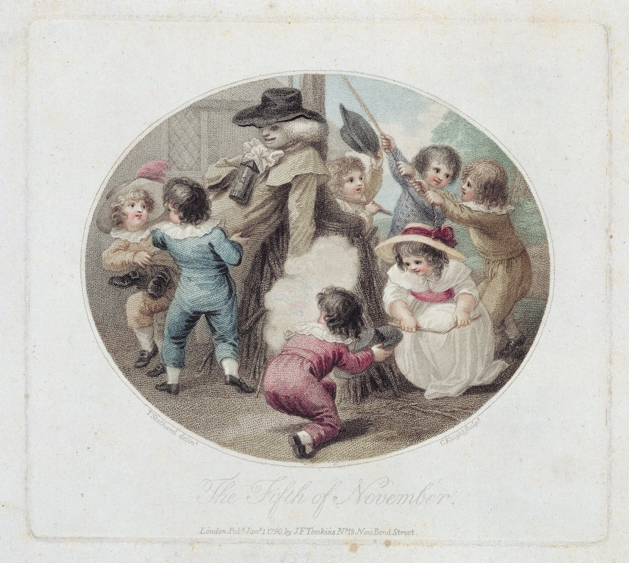 Der fünfte November, graviert von Charles Knight, veröffentlicht von J.F. Tomkins, 1790 von Thomas Stothard