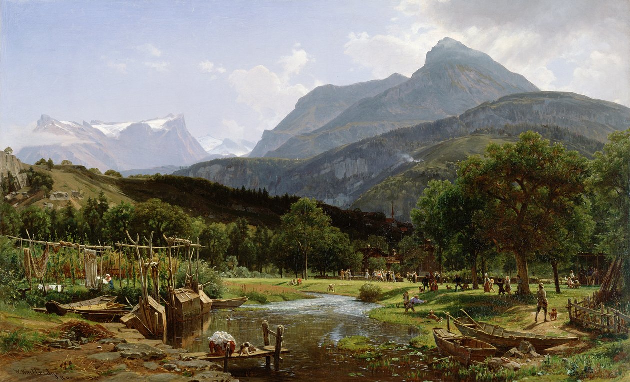 Blick in der Nähe von Brunnen am Vierwaldstättersee, Schweiz, 1857 von Thomas Worthington Whittredge