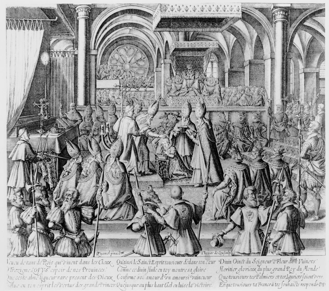 Krönungszeremonie von Ludwig XIII. in Reims, 17. Oktober 1610 von Thomas de Leu